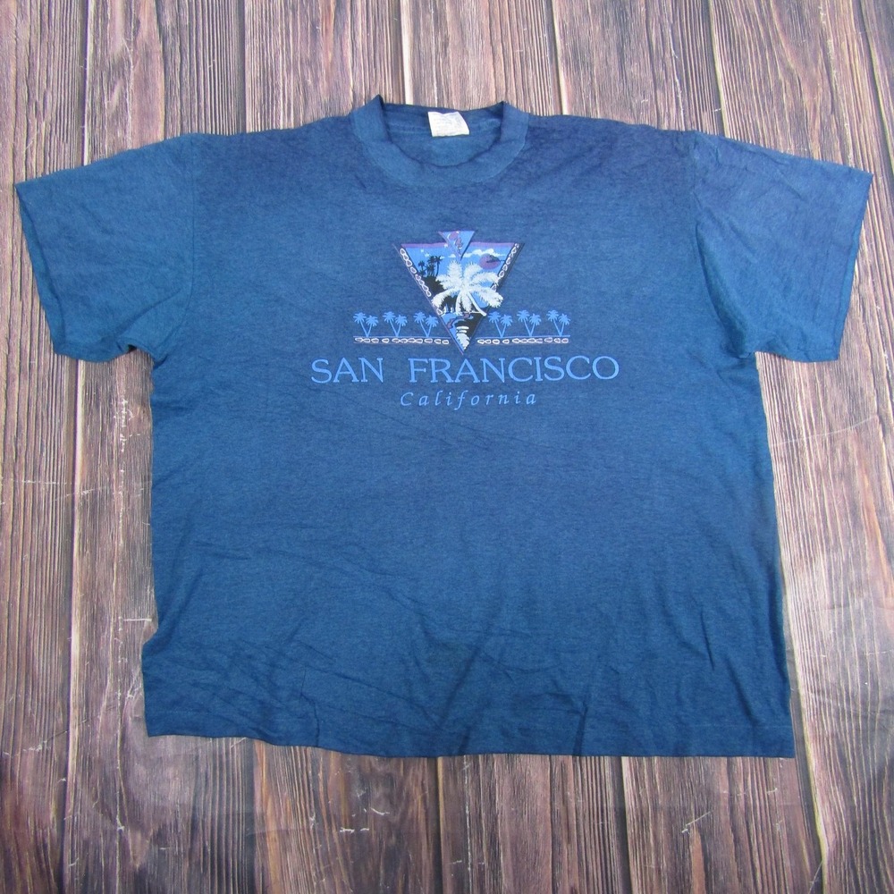 Tee Jays T Shirt‎ Mens XL Blue San Francisco California Vintage Graphic Tee